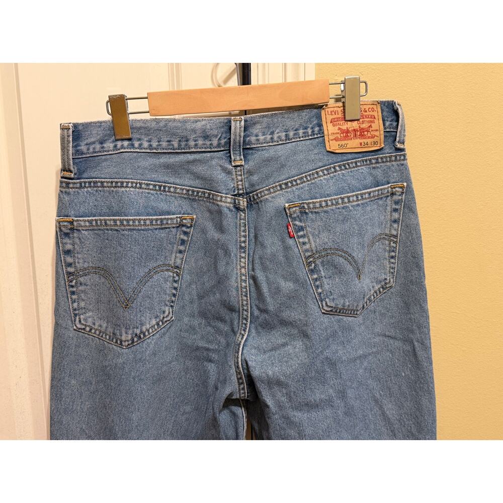 Levi's 560 jeans Mens Blue Comfort Fit Relaxed Tapered Light Denim Y2K 34x30 - Picture 7 of 12
